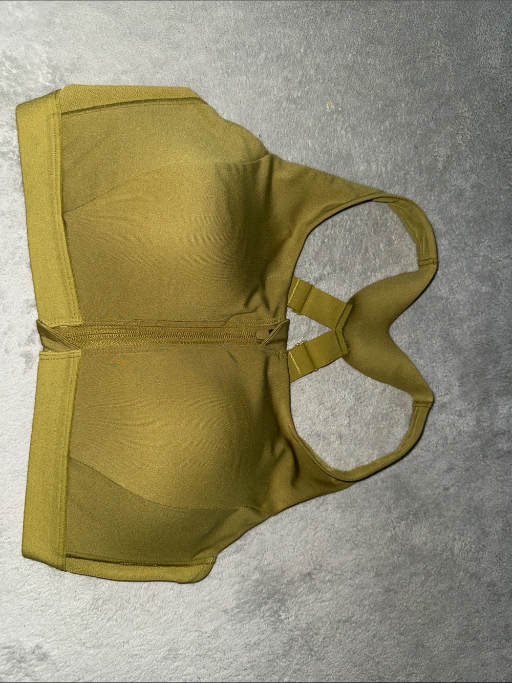 G Athletica Front-Zip Olive Green Sports Bra
